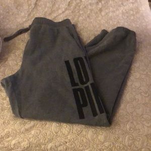 Pink vs gray sweat pants